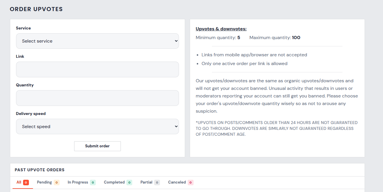 UpvoteFactory dashboard preview
